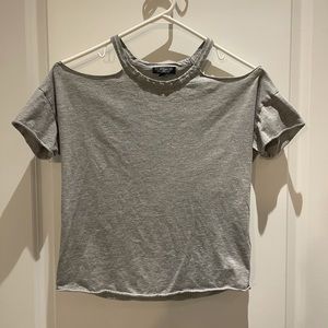 Top Shop off the shoulder gray tshirt